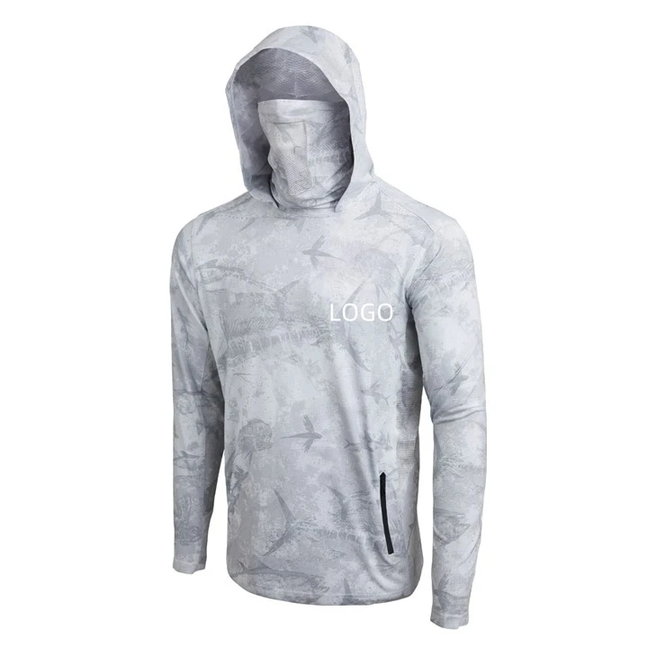 Open-Seas-Camo Hooded Fishing Shirt